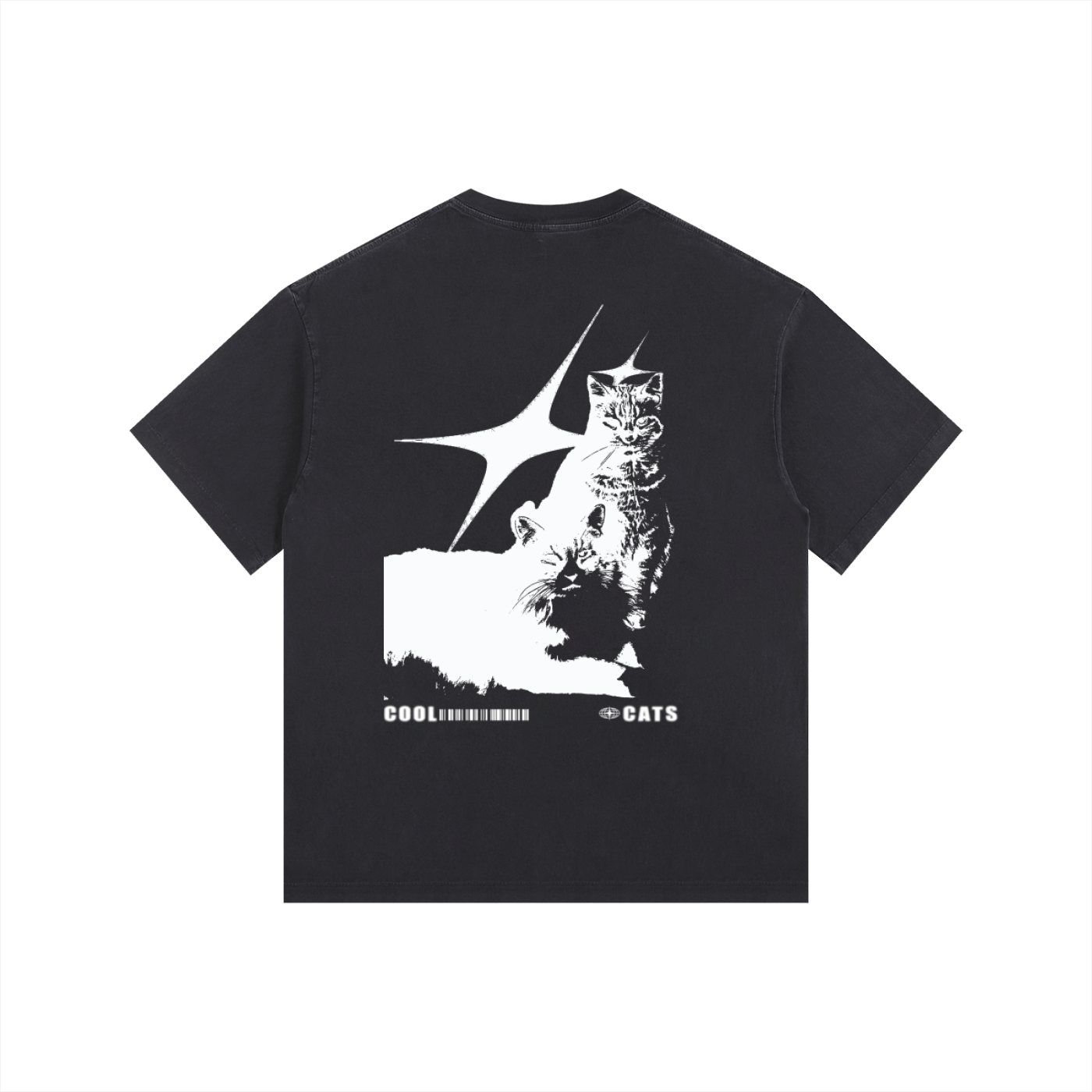 COOL CATS Oversized Cotton T-Shirt(WHITE)